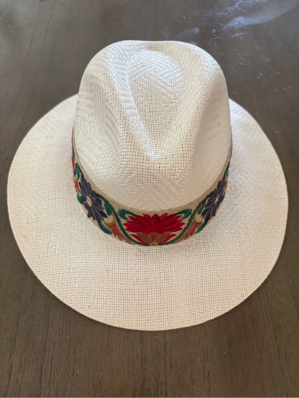 Handwoven Straw Fedora Hat with Embroidered Floral Band – Cabo Azul Mexico